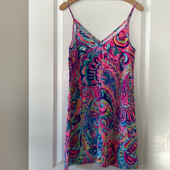 Lilly Pulitzer Lela Silk Dress in gorgeous, colorful Psychedelic Sunshine Print - Picture 7 of 14
